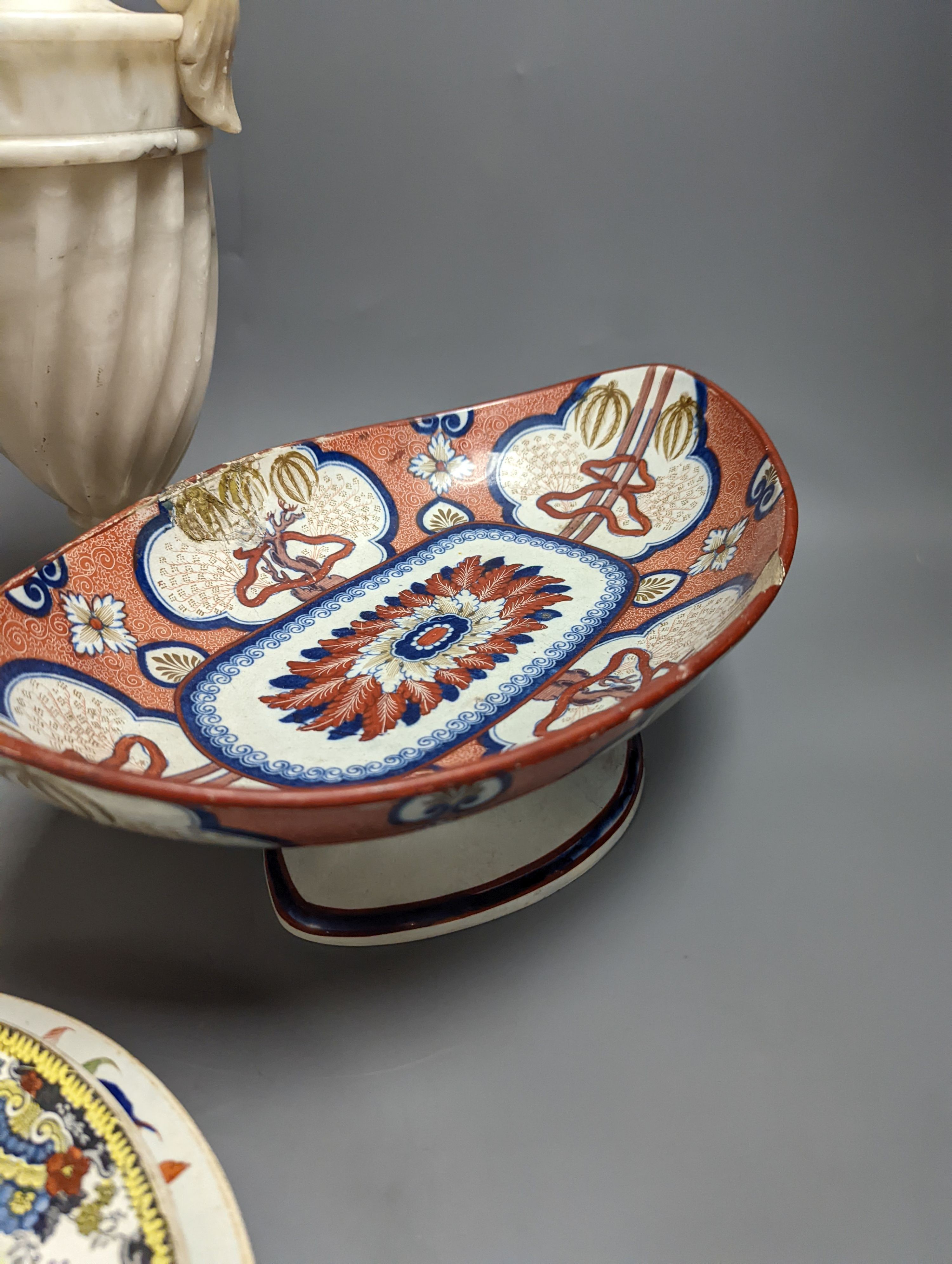 A quantity of mostly 19th century china and two lamps, 30 cms.